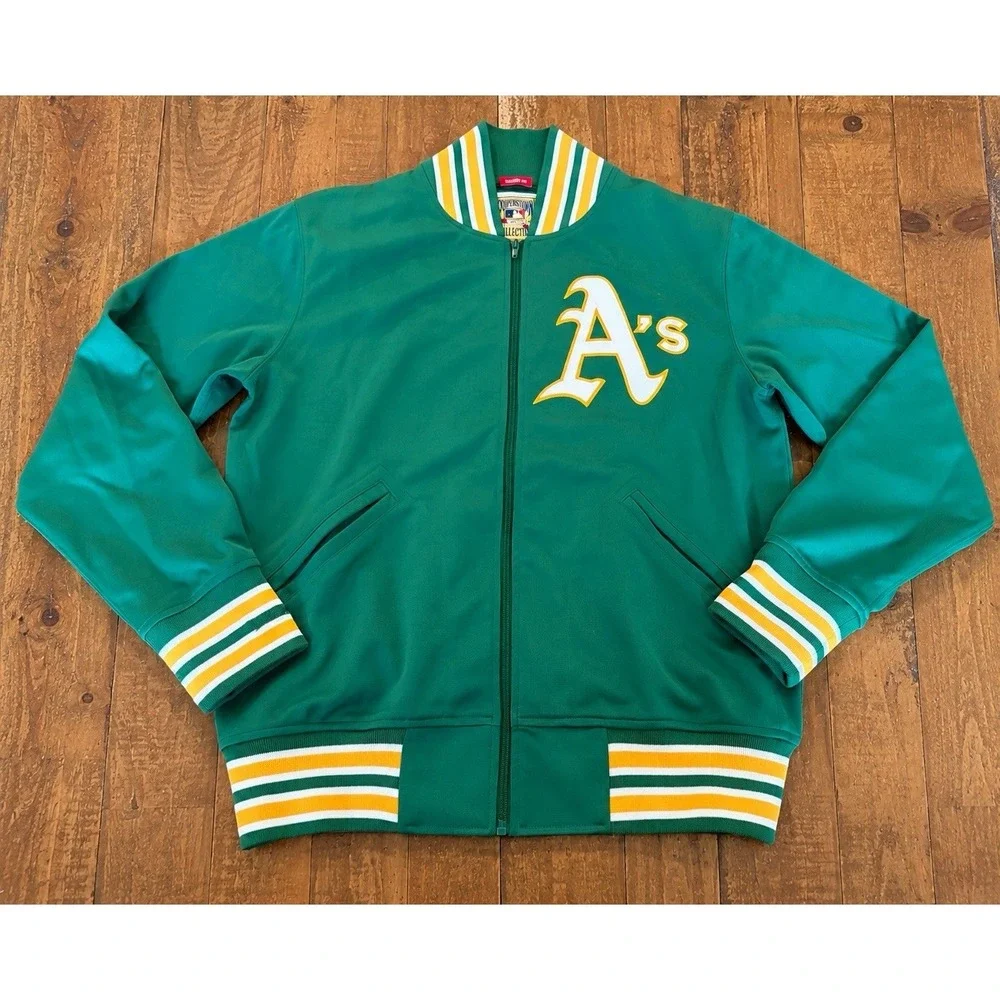 Mitchell&Ness Oakland Athletics A Full Zip Jacket Men Large 44-Cooperstown Co - Picture 1 of 9